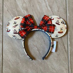 Disney Parks Holiday Lodge Snow Mickey Christmas Minnie Mouse Ears Headband